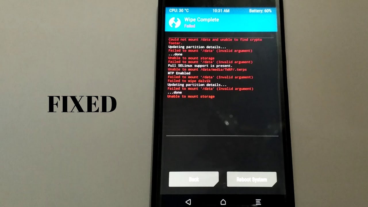 Langkah mudah atasi masalah Failed To Mount System (Invalid Argument) pada Sharp Aquos R2 compact via TWRP